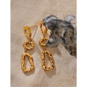 New abstract design long drop earrings, tarnish free modern earrings